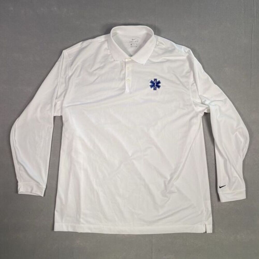 Nike EMS Henley Shirt Men White 3XL Dri-Fit Athleisure Active Medical Service